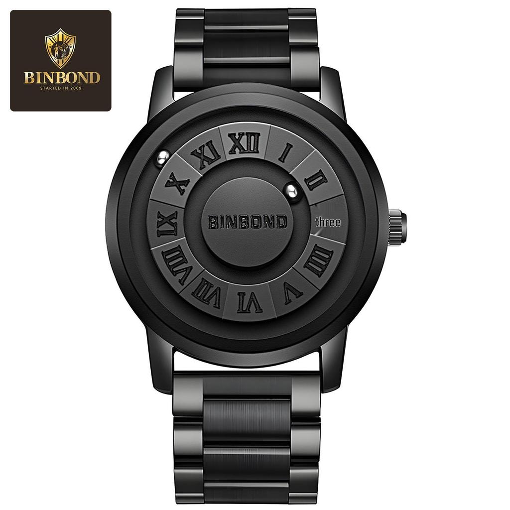 Binbang Men's Black Tech Magnetic Levitation Waterproof Watch - New Concept, Creative Design