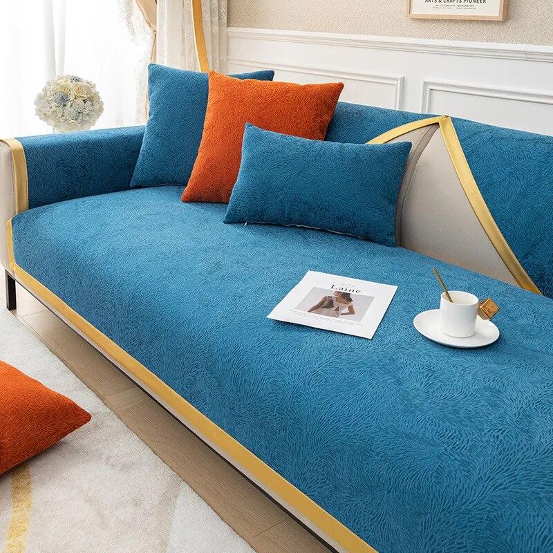 Chenille Sofa Covers Anti-slip Fengwei Phnom Penh Four Season Couch Towel Seat Cushion for Living Room Sectional Sofa Slipcovers