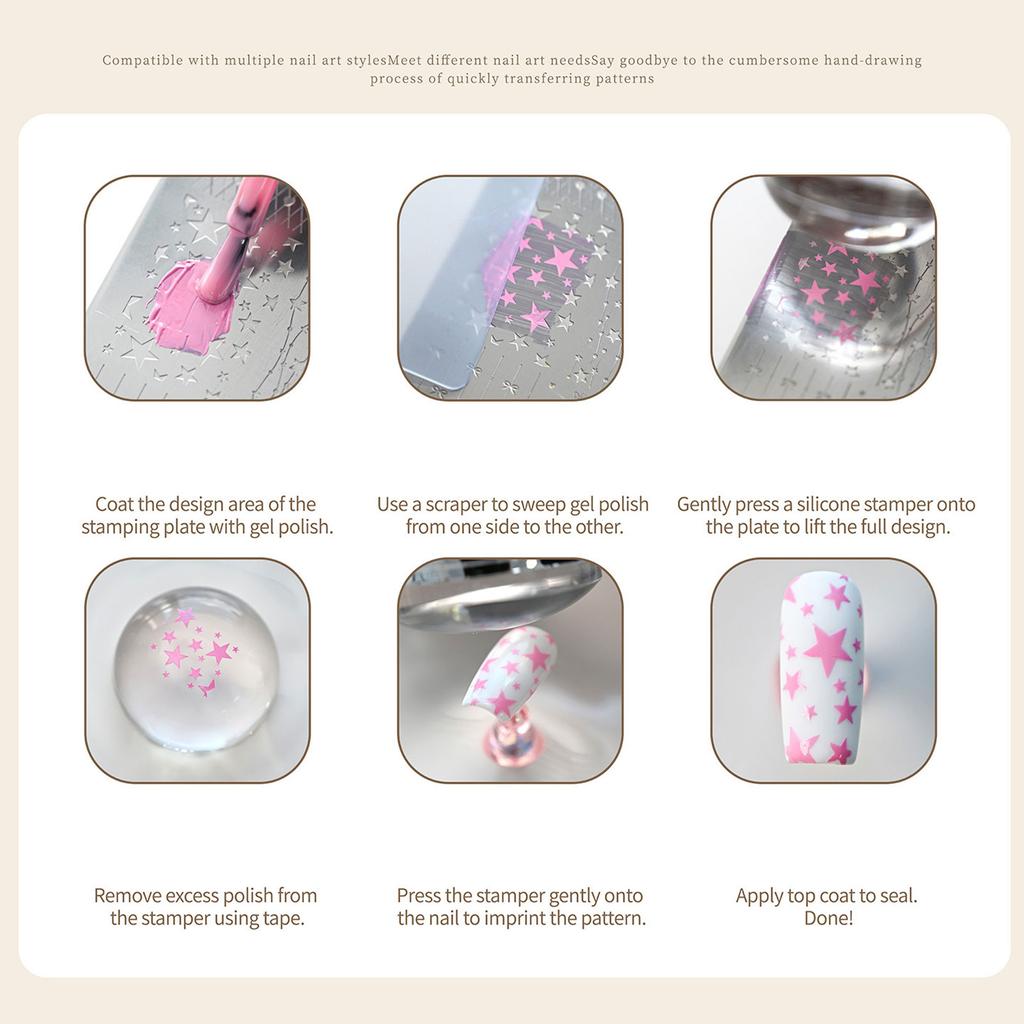Precisions Engraved Nail Design Plate Offering Multifunctional Lace Checkerboard Patterns for Creative Nail Artists