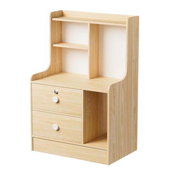 Bedside Table, Bedroom Nightstand, End Table with 2 Drawers and Opening Storage Shelves, Couch Table Wooden Bedside Table for Living Room