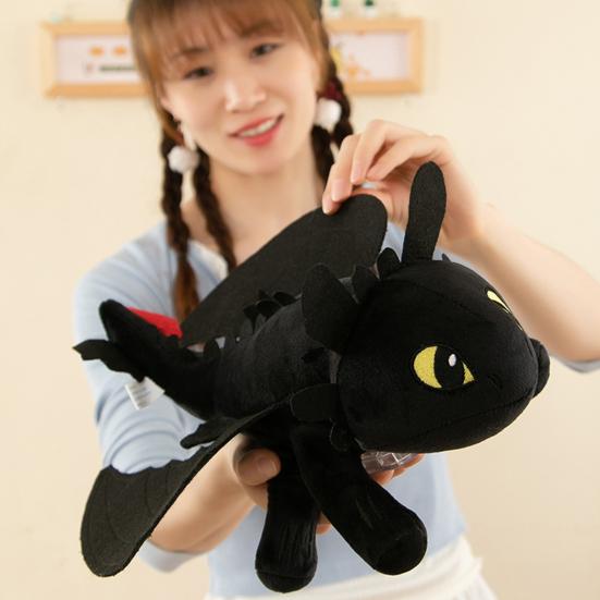 Drage plysjleketøy med bevegelige vinger Flyvende Tannløst Motorsykkel Soltak Dragedekorasjon Bilinteriørtilbehør