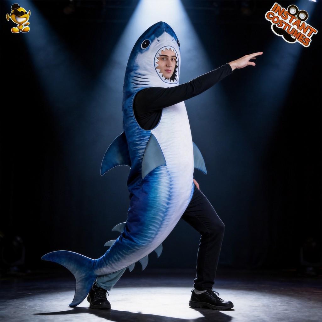Halloween Adult Shark Costume Cosplay Fancy Dress For Stage Performance