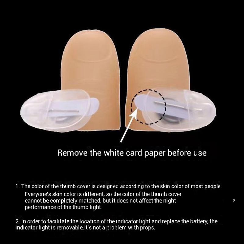 2pcs Thumb Finger Light Luminous Finger Light Magic Trick Props Halloween 2025 Decoration Glowing Fingers Glow In The Dark