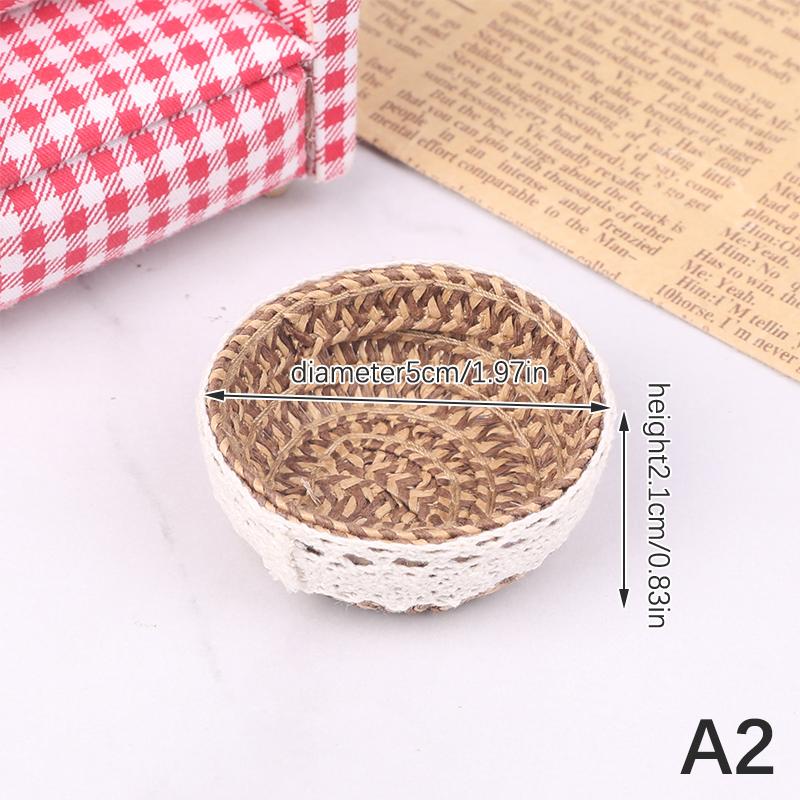 Mini 1pcs 1:12 Dollhouse Rattan Resin Frame Hand-woven Vegetable Food Storage Basket Dolls Dinning Room Decoration Props