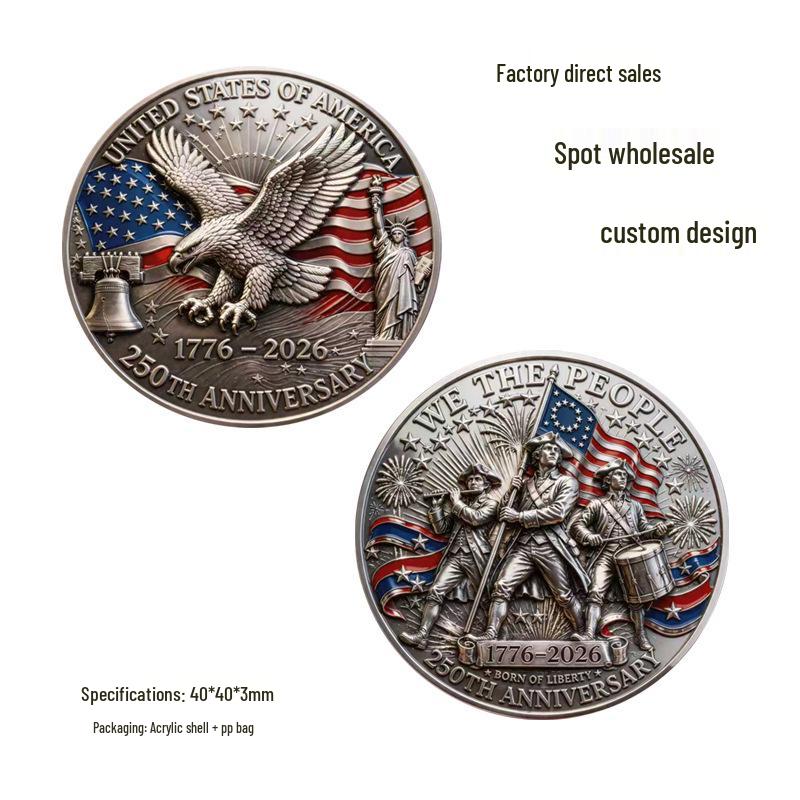 250th US Independence Commemorative Coin - Minuteman Drummer & Declaration of Independence Medal