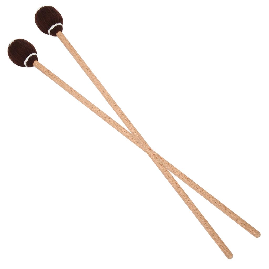 1 Pair Marimba Mallets Portable Maple Handle Wool Ball Sticks Percussion Playing AccessoriesBrown