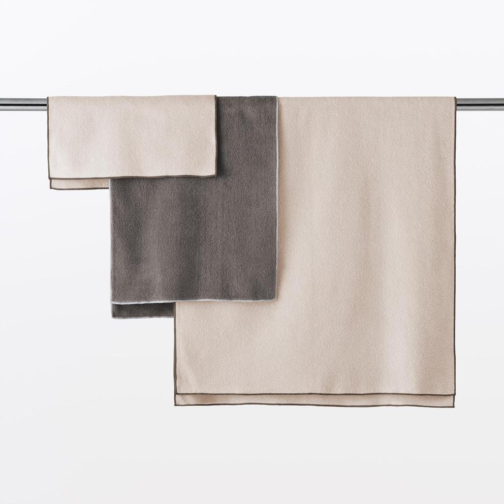 MUJI Color Stitch Pile Woven Face Set of 34 x 85 84910425 Towels, 4, cm, Charcoal,