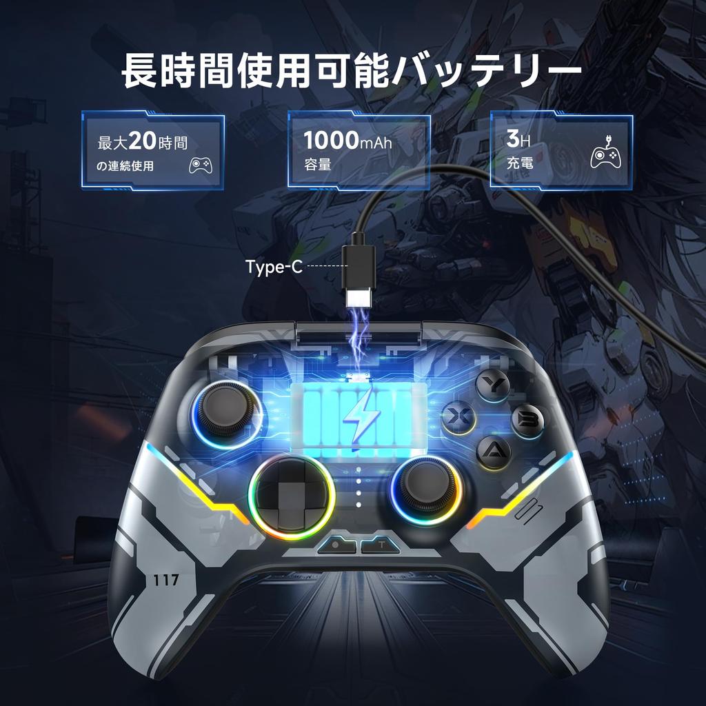 EasySMX X15 PC Controller Enhanced Wireless Bluetooth Controller with Hole Hole and RGB Lighting No Stick No Dead Zones Works with Windows and Switch