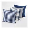 Cushion Cover 45 X 45cm Plaid Pattern Cute Double Sided Soft Scandinavian Cute Stylish Plaid Pattern Set of 4 (45 X 45 Navy)