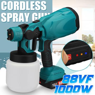 Pistolets à peinture électriques sans fil 1000W 800ML avec 3 buses Contrôle de débit Aérographe Pulvérisateur de peinture haute puissance Pour batterie 18V