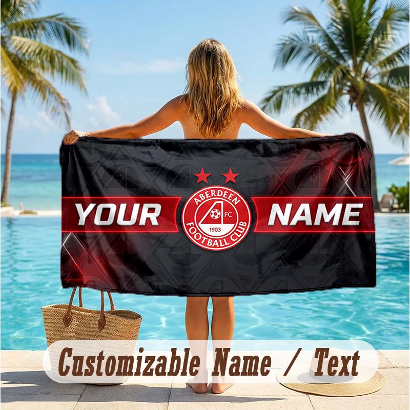 Custom Text Beach Towel, Soft Absorbent Swimming Multi-use TowelAberdeen FC