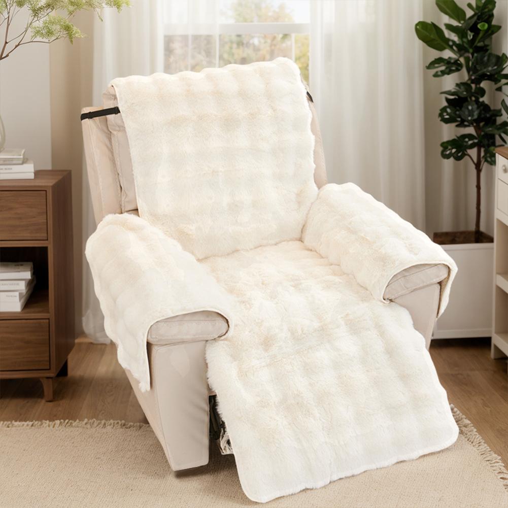 Soft Plush Armchair Cover Washable Recliner Single Sofa Warm Cushion Thicken Warm Sofa Slipcover Chair Couch Cover Winter Padded