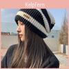 Für gestreifte Kappe Koreanische Beanie Damen Winter Ohrenschutz Skullies Mütze Mode Warm Verdickt Wolle Gestrickte Mützen