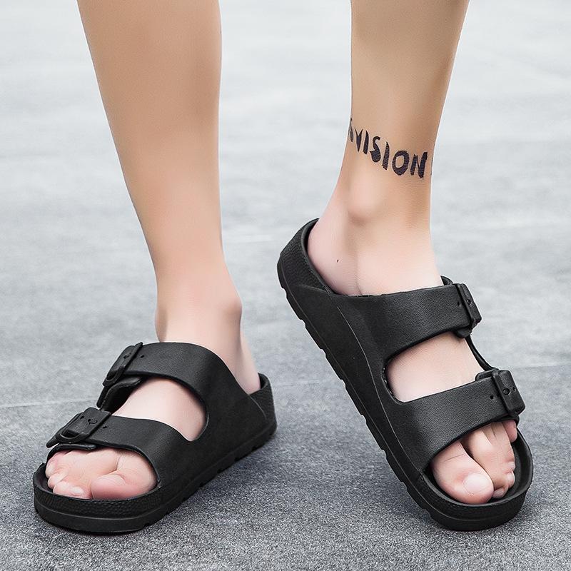 

Litfun Women Summer New Sandals Fashion Double Buckle Outdoor Non-slip Beach Shoes Soft EVA Sandals Couple Casual House Slides 36 чёрный