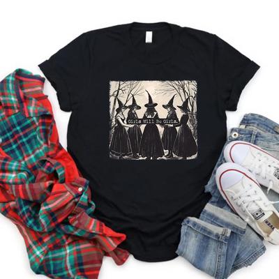 Maglietta da strega vintage per ragazze, magliette da strega divertenti, magliette da strega per Halloween, vestiti vintage da donna, magliette grafiche con vibrazioni da strega