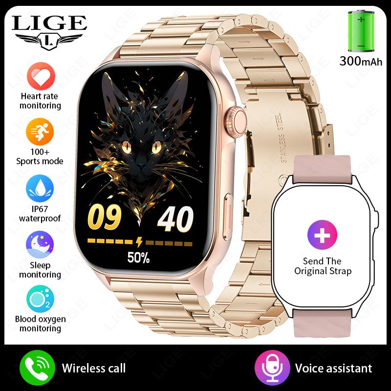 For Android iOS Smart Watch 2.01" Full Touch Screen Bluetooth Call Heart Rate Waterproof Sports Bracelet Smartwatch Women