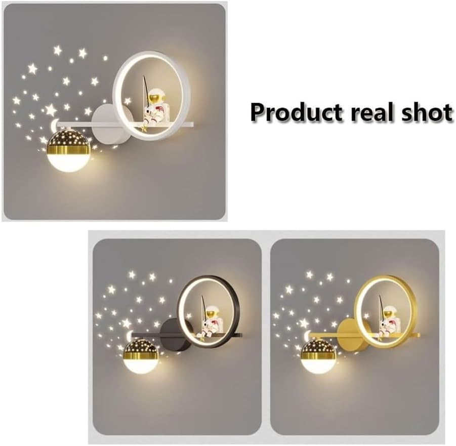 Astronaut Wall Light LED Star Projector Dimmable Bedroom Lamp Black
