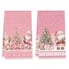 2pcs Set Kitchen Towels Pink Christmas Fairy Tale IllustrationHand Towels Christmas Decorations For Home Noel Dish Towels Gifts
