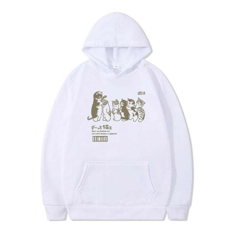 Autumn and Winter Hip Hop Cat Shower Street Printed Sweater Men