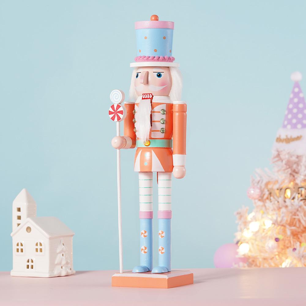 38cm Nutcracker Soldier Puppet Wooden Nutcracker Statues Handcraft Doll Toy Candy Series Christmas New Year Gift Home Decoration