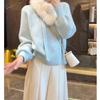 Korean 3D Flower Ribbon Sweater - Women's Autumn/Winter Fluffy Round Neck Knit Pullover