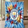 Manchester City Theme Blanket Soft Flannel Blanket Plush Throw Blanket Cozy Sofa Bed Blanket for Home Decor
