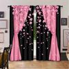 2PCS Pink Cherry Blossom Digital Print Curtains Romantic Japanese Home Decor
