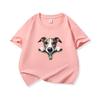 Kids Cotton T Shirt Adorable Whippet Dog Zipper Print Crew Neck Short Sleeve Tee Casual Breathable Boys Girls Summer Tops