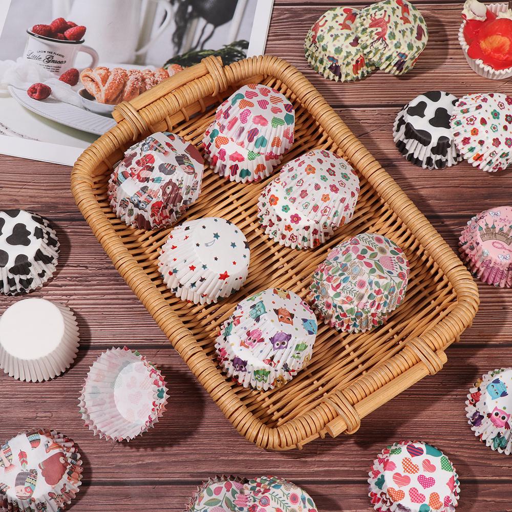 100PCS  Muffin Cup Cupcake Baking Mold Grease-proof Cake Paper Cups Animal Flower Bakeware DIY Pastry Tools Kitchen Accessories
