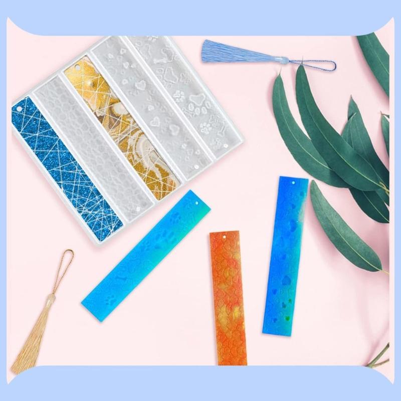 Bookmark Resin Molds with Tassel Kit Cat Paw Heart Shape Bookmark Silicone Molds for Handmade Bookmark Making Home Decor