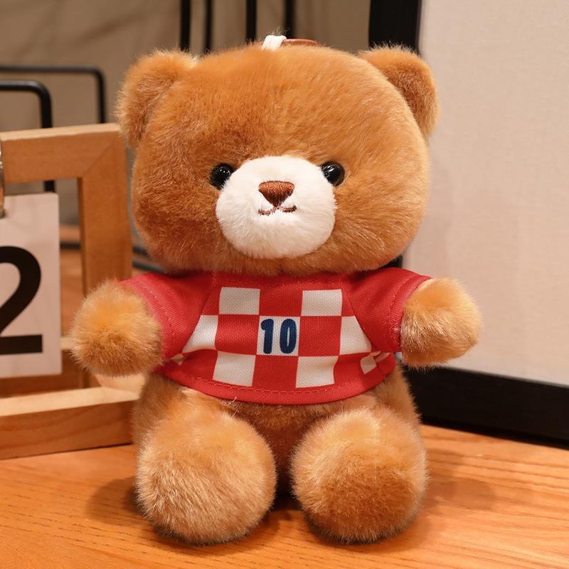 16Cm Football Jersey Bear Plush Pendant Stuffed Dressed Sport Animal Keyring Decor Plushie For Bag Gift