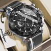 POEDAGAR Fashion Men's Quartz Chronograph Watch Luminous Waterproof with Leather Strap Ideal Gift for Men Business Casual