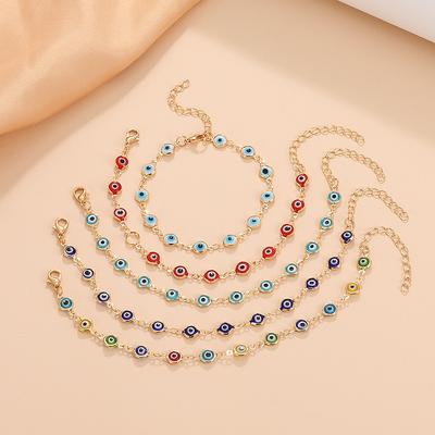 Lucky Turkey Evil Eye Bracelet For Women Men Colorful Red Blue Eye Adjustable Metal Chain Bangles Good Luck Wealth Zircon Gifts
