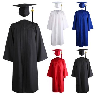 1 Set Toga de Graduación Sombrero Borla Cremallera Cuello en V Holgado Color Sólido 2023 Bachiller Escuela Secundaria Vestido Académico Suministros para Estudiantes