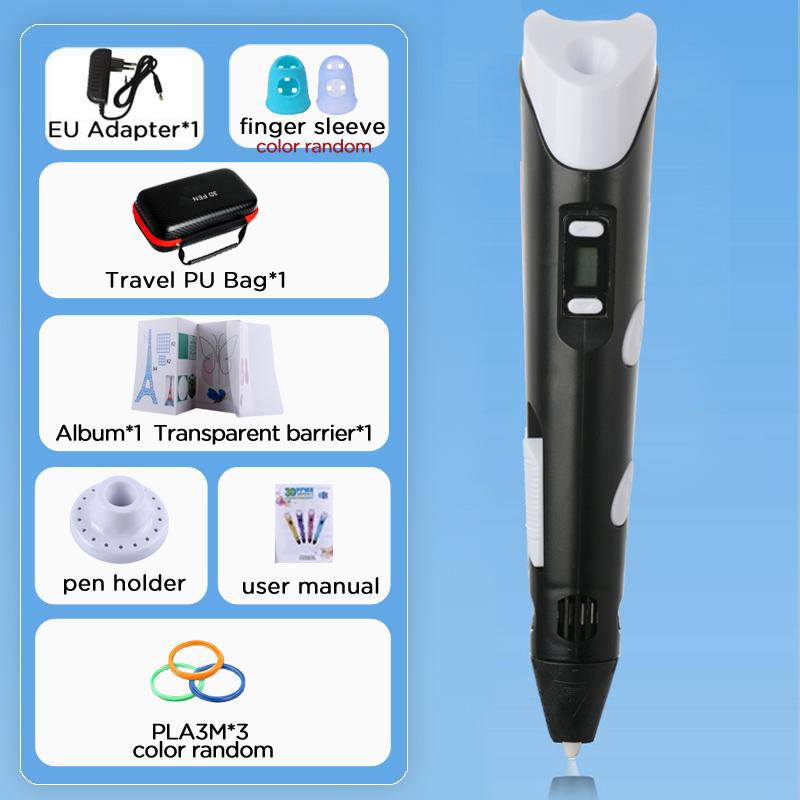 Kinder 3D-Stift 3D-Zeichen Druckstift LCD-Bildschirm Netzteil 40 Farben 200M PLA-Filament Kinder Jungen Mädchen Geburtstag DIY-Geschenk