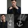 Caribbean Pirate Ship Anchor Cross Necklace For Men With Polished Titanium Steel Chain