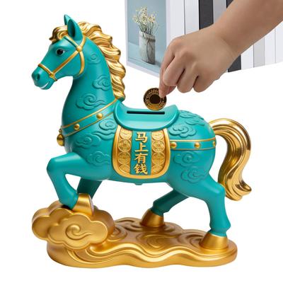 Creative Year Of The Horse Piggy Bank Change Storage Jar Resin New Year Mascot Ornaments Money Saving Bank Decorations