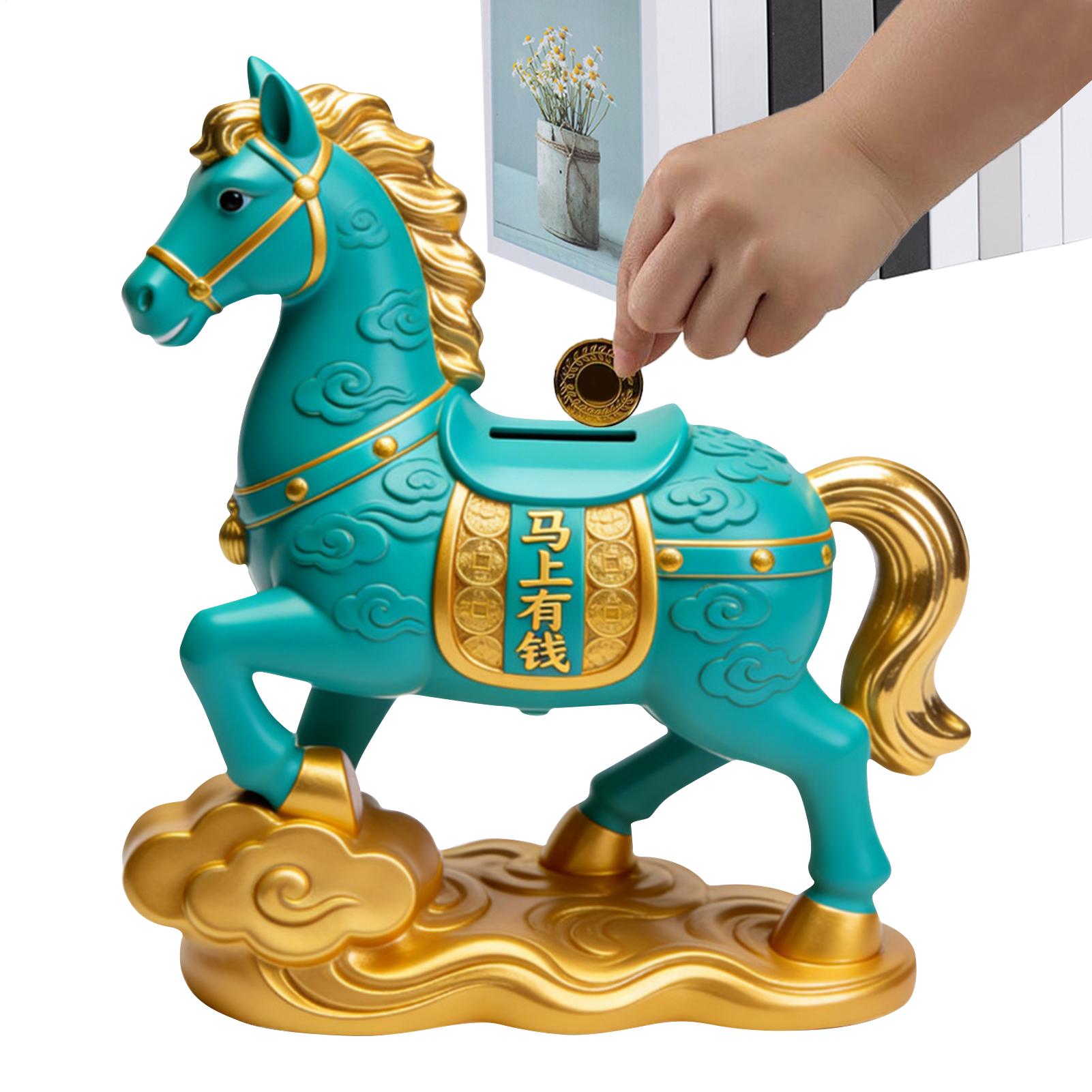 

Creative Year Of The Horse Piggy Bank Change Storage Jar Resin New Year Mascot Ornaments Money Saving Bank Decorations CN