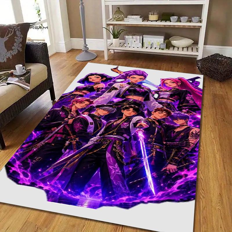 Fantasy Warriors Style Crystal Velvet Rug, Soft Anti‑Slip Crystal Velvet Carpet for Living Room Bedroom Home Decor
