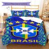 Brasilien Nationalmannschaft Muster Bettwäsche, Steppbett Set Bettbezug Kissenbezug Haus Geburtstag Geschenk(1 Bettbezug + 2 Kissenbezüge, ohne Füllung)