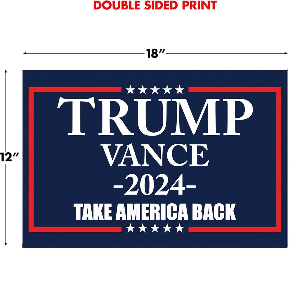 2024 Yard Sign With H-Stakes - Double Sided 18x12 Inch , Placard Voted For Signs Triggering Signs Decoration Outdoor Yard