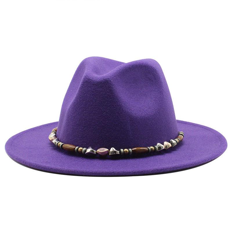 Wish Woolen Beaded Top Hat 60Cm Head Circumference Flat Eaves Big Eaves Jazz Hat