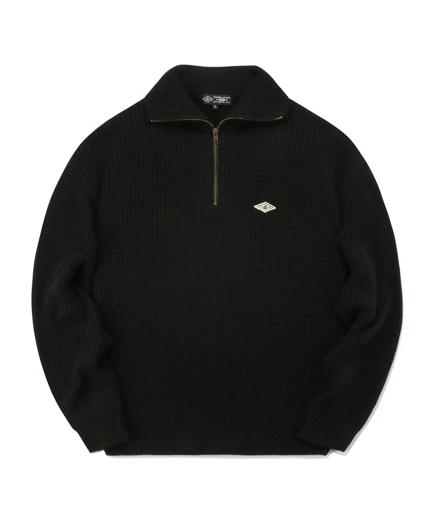 COLUMBIA UNIVERSITY 1754 Crown Overfit Half Zip-Up Sweater Black