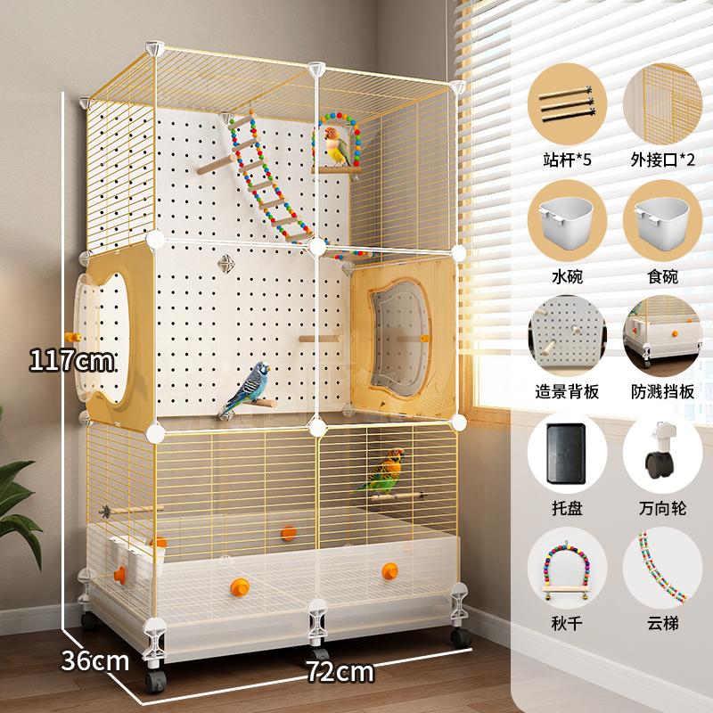 Gaiola Grande para Pássaros Papagaios com Design Anti-Espalhamento para Calopsitas e Periquitos, Aviário de Luxo para Periquitos Casa de Voo Premium para Animais de Estimação