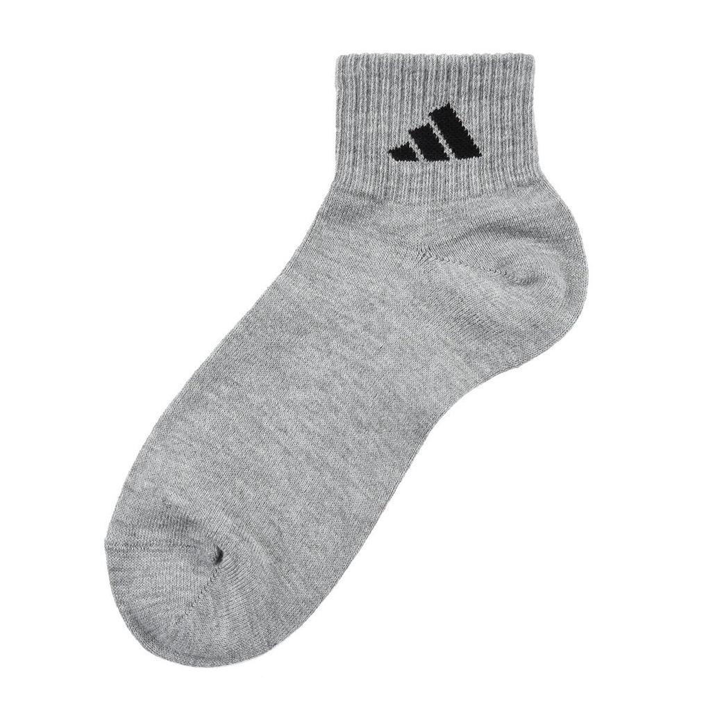 Pack of DEO Plain Logo Short Socks with Reinforced Toe and Heel Assorted Sizes [Adidas] 3-Pair (06087W) 001, 24-26cm