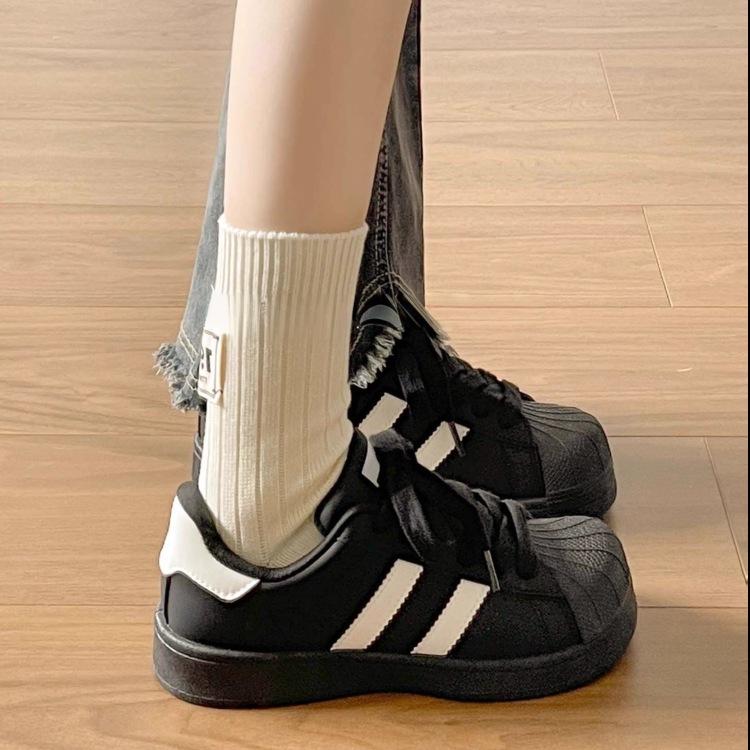 

High value shell head casual board shoes autumn new thick sole with skirt niche bread shoes 35 чёрный