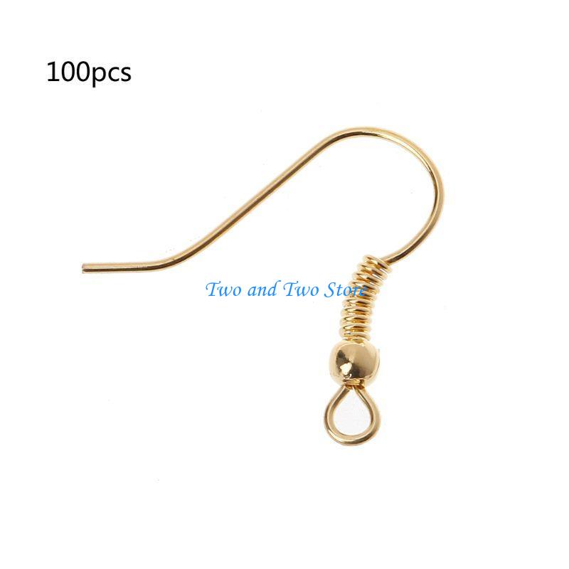 HX6F 100 Pcs Silver Gold Fishhook Earring Hooks Ear Wires Fish Hooks Other золотой