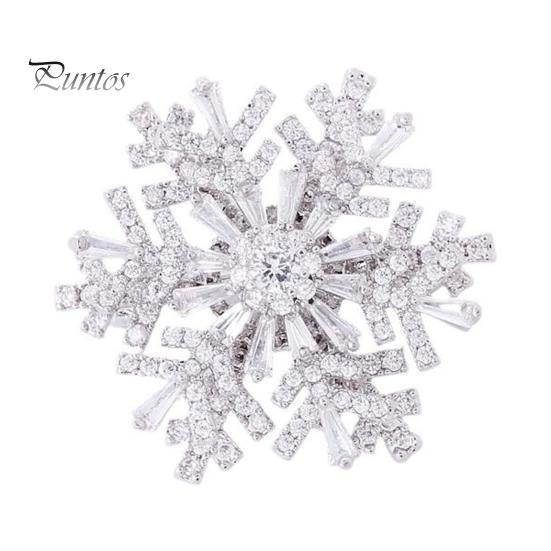 Holiday Party Jewelry Snowflake Brooch Pin for Women, Rhinestone Alloy Lapel Coat Embellishment Pin, Decorative Accessory Coats Sweaters Suits Dresses
