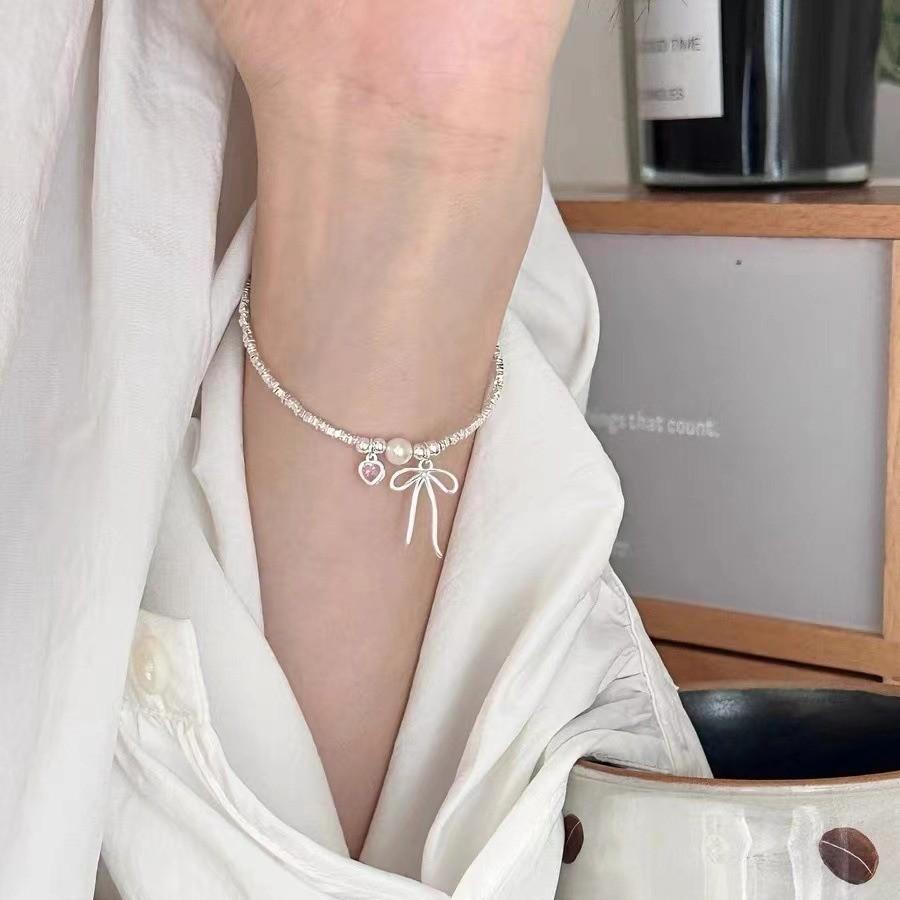 

Браслет Сердце Розовый Милый Бант Элегантный и Сладкий Дизайн Идеально Подходит для Женских Украшений Лето