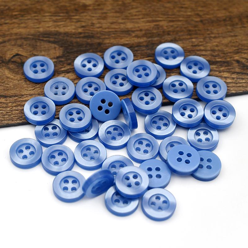 Sky Blue Handmade Unisex Shirt with Round Light Blue Buttons